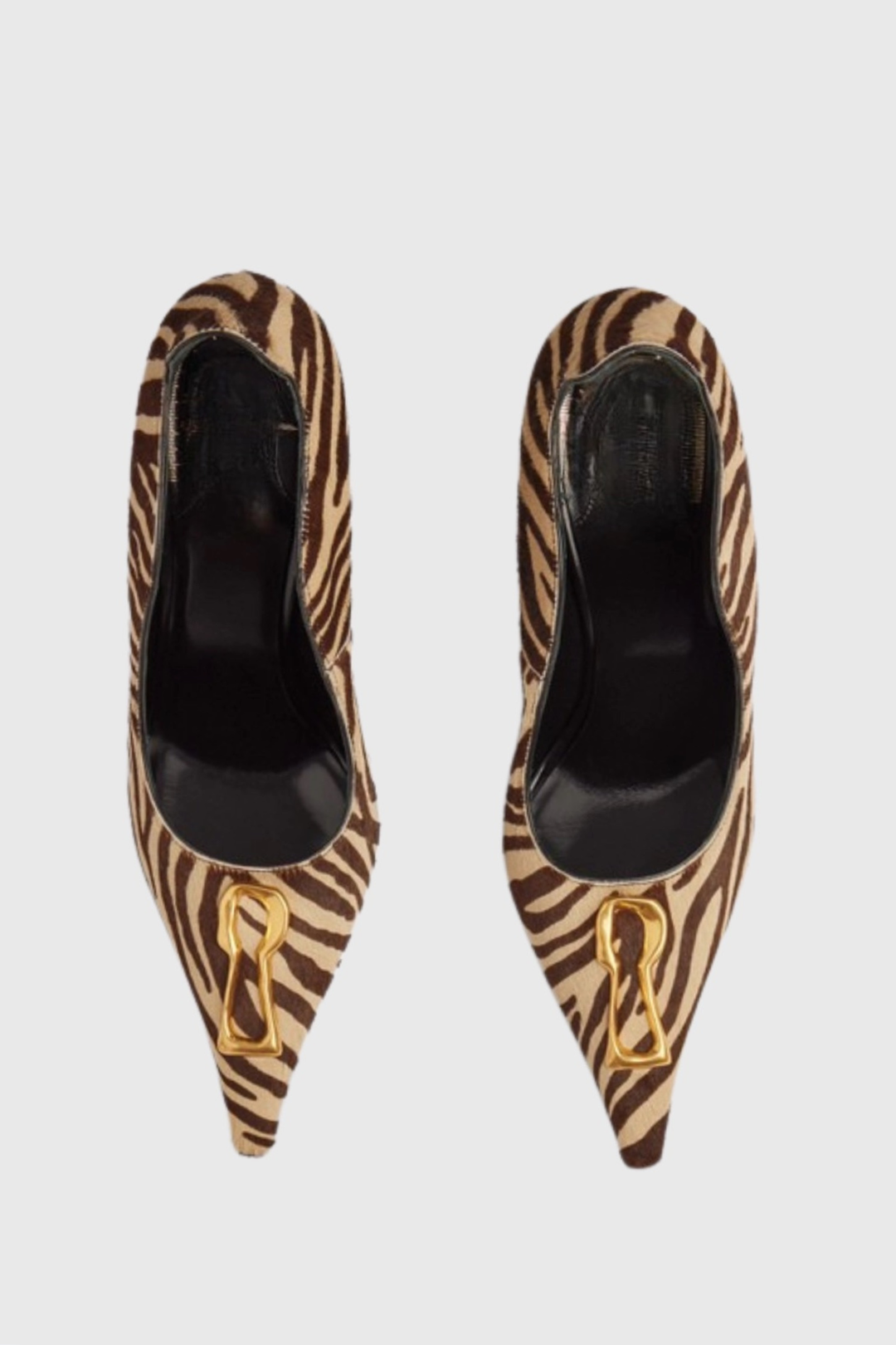 Tansys Zebra Metal Keyhole Pumps