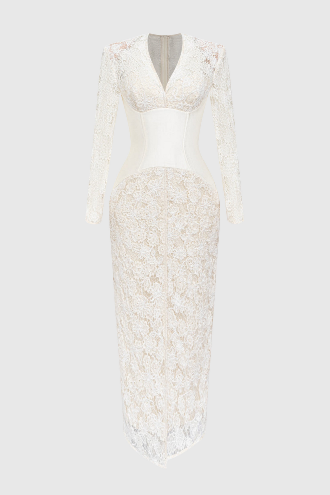 Thadda Lace Corset Belted Midi Dress