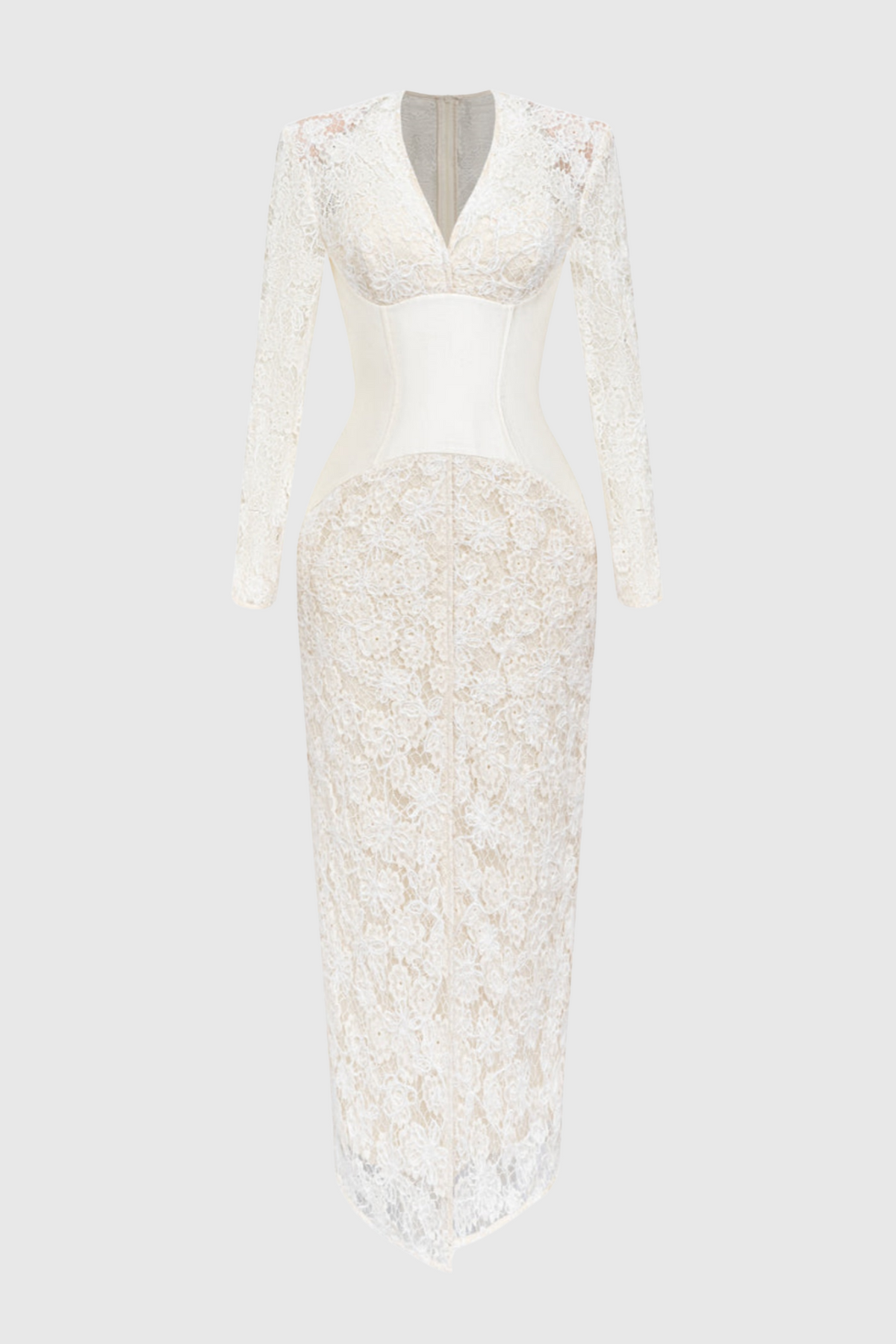 Thadda Lace Corset Belted Midi Dress