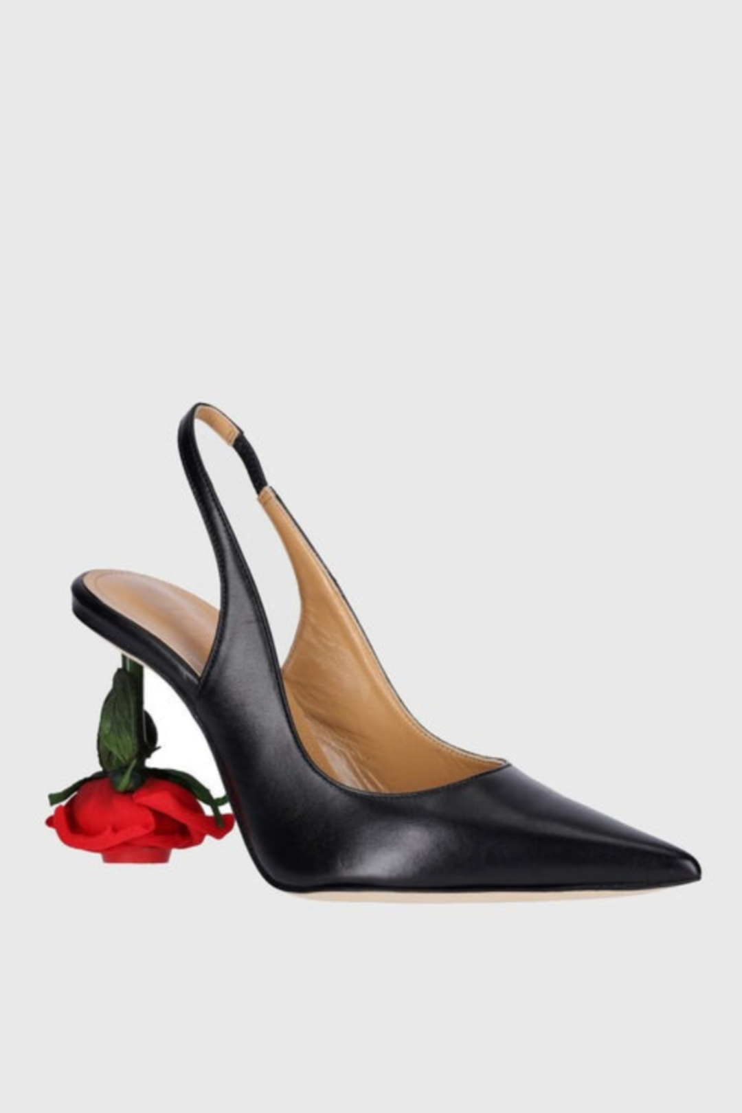 Torqua Rose Heel Leather Slingback Pumps