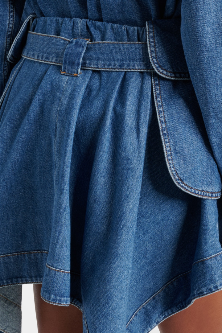 Tossi Belted Denim Mini Skirt