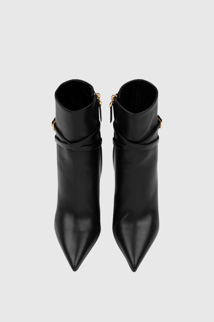 Trevoa Leather Padlock Ankle Boots - Black