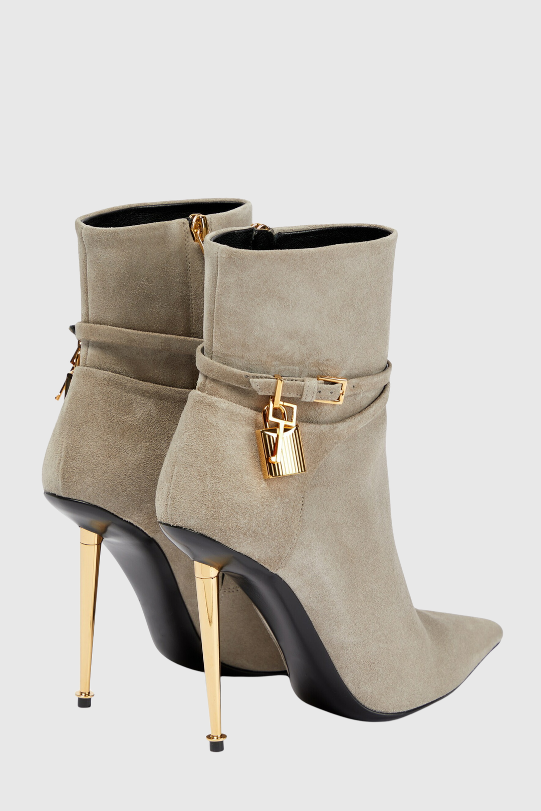 Trevoa Suede Padlock Ankle Boots - Beige