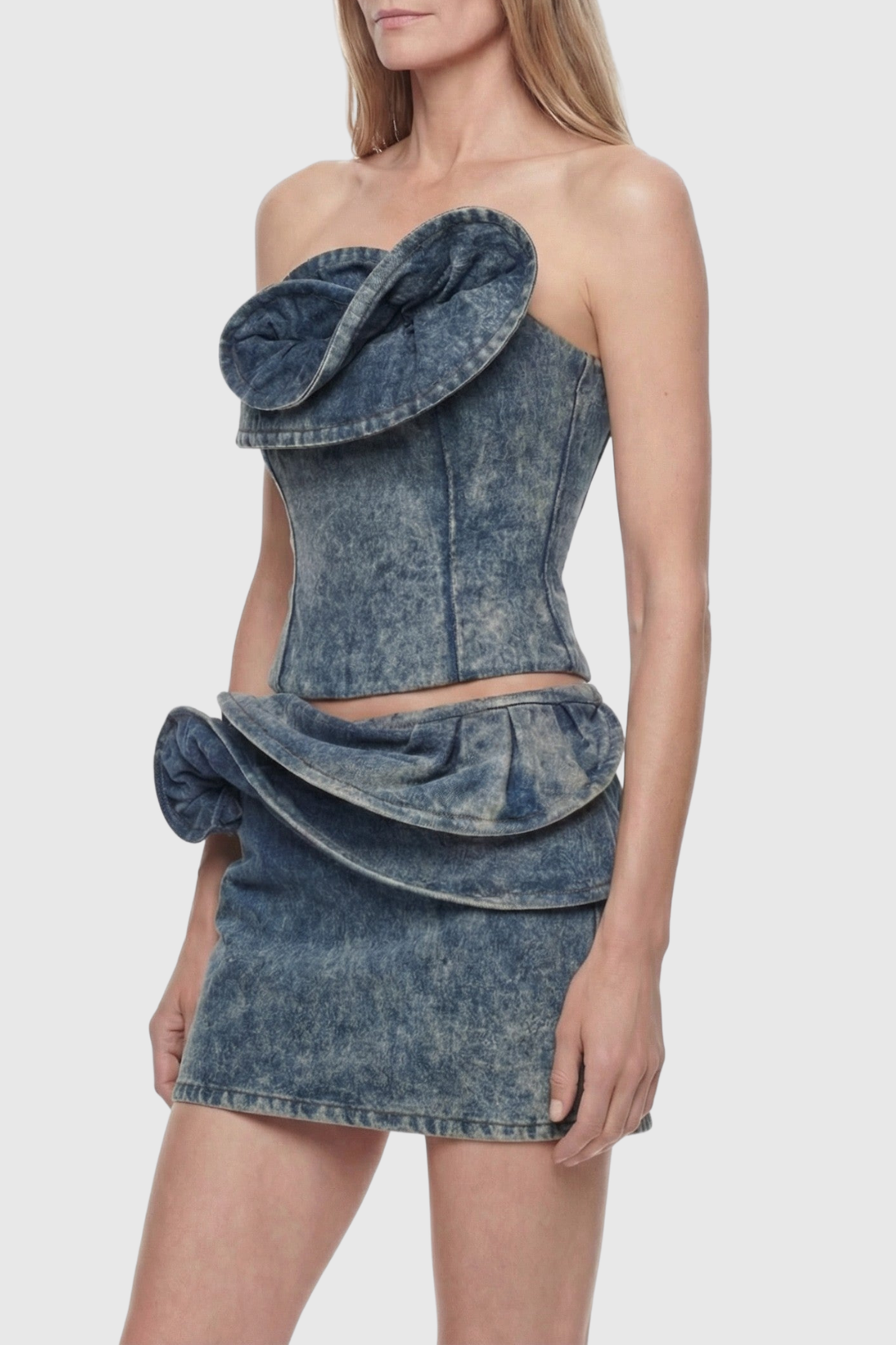 Trudya Floral Denim Corset