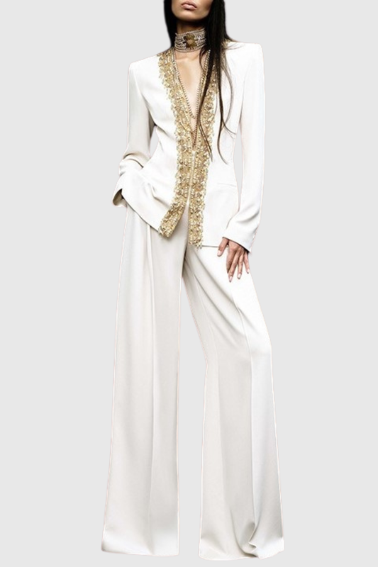 Vedete Sequin Embellished Blazer Two Piece Set