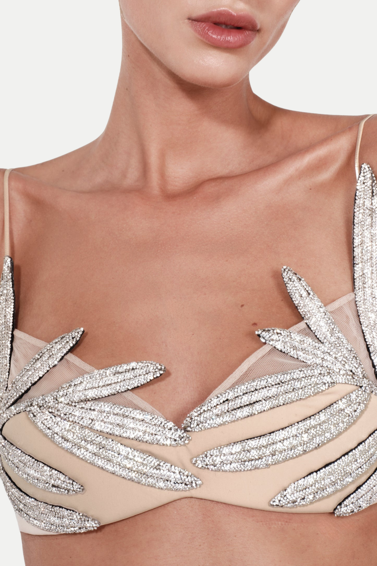Vieby Leaf Crystal Bralette - Apricot