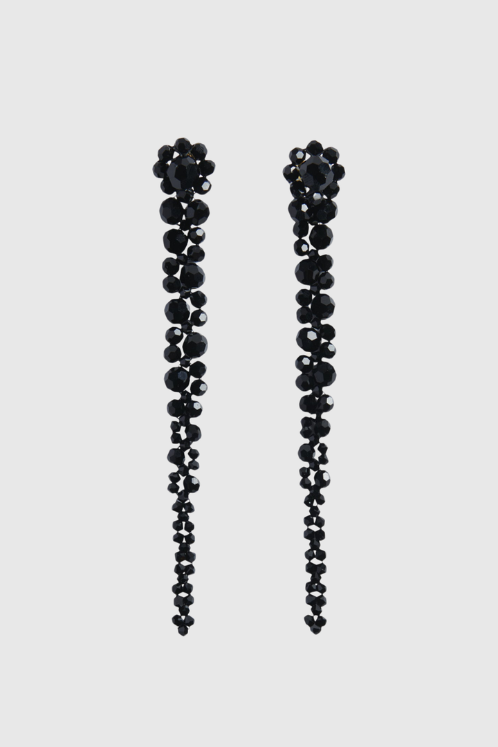 Vihoa Crystal Beaded Drip Earrings - Black