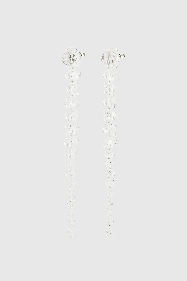 Vihoa Crystal Beaded Drip Earrings - Transparent