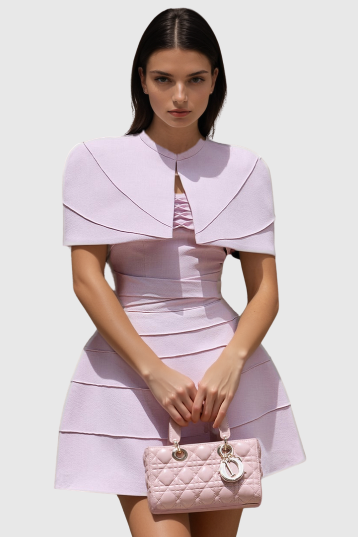 Viseo Pleated Cape Mini Dress
