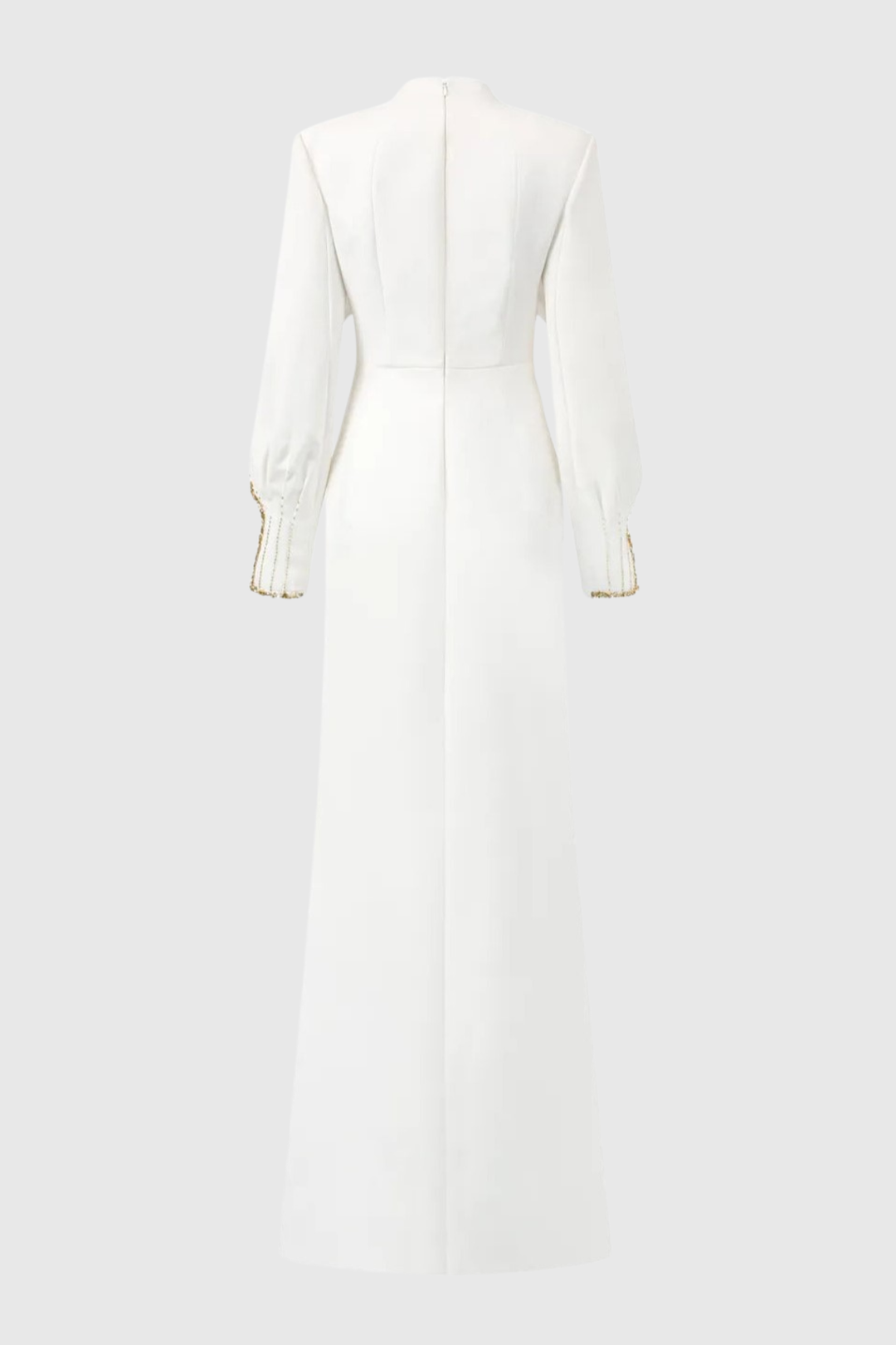Zayne Crystal Embellished Cape Maxi Dress - White