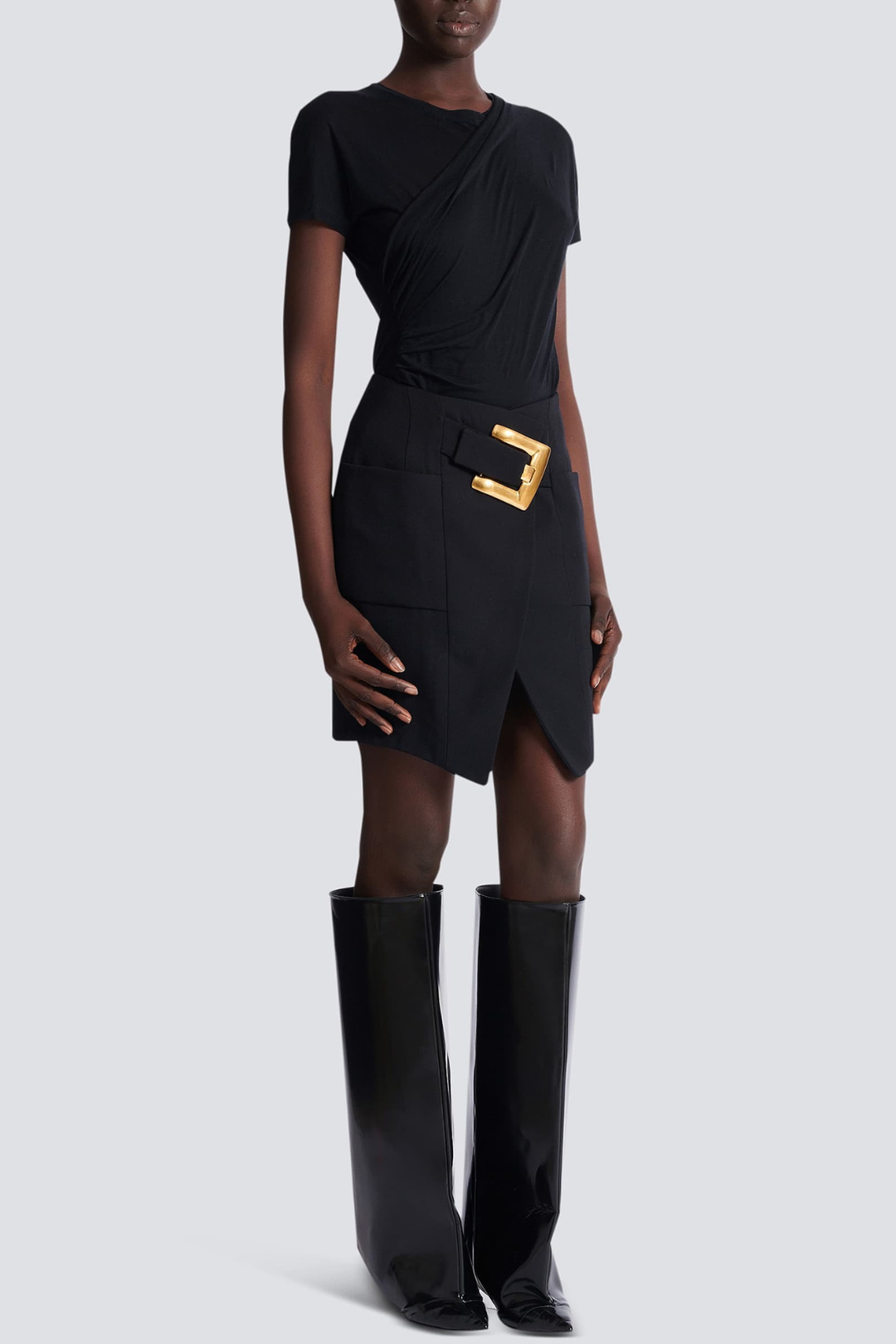 Zuko Gold Belted Mini Skirt - Black