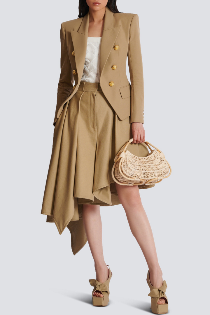 Zyla Asymmetric Pleated Skirt